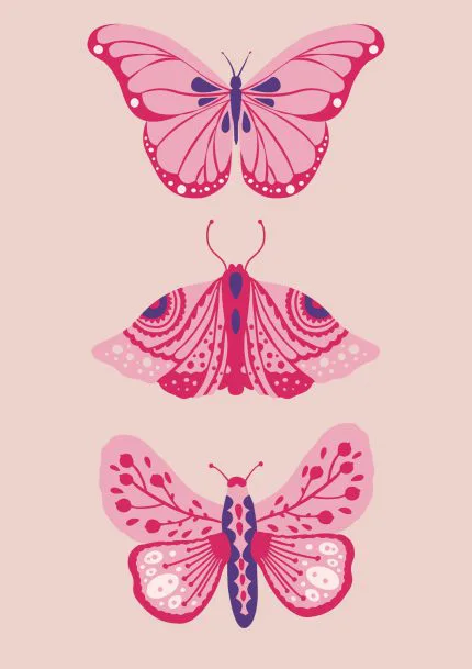 Pembe Mor Kelebekler