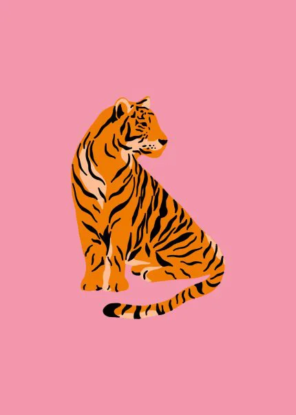 Pembe Zeminde Turuncu Kaplan