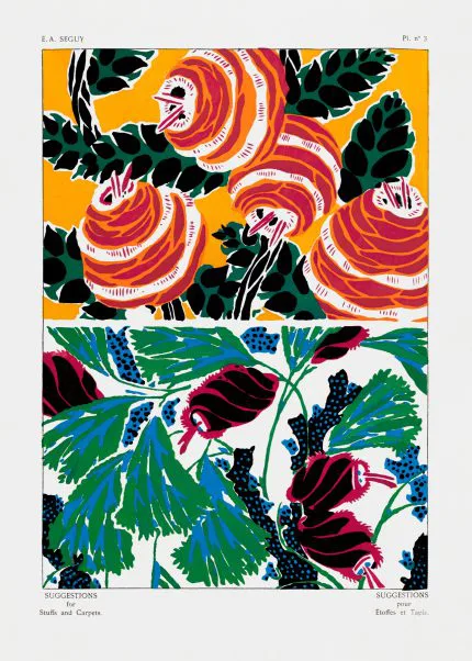 Art Deco Gül ve Yaprak Deseni