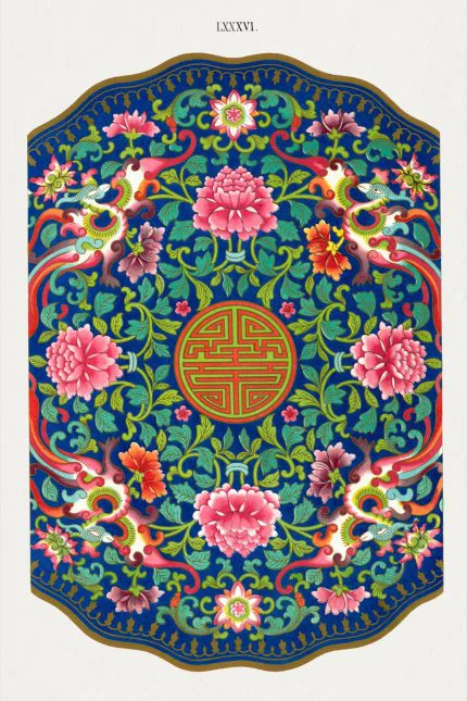 Çin Madalyon Çiçek Deseni