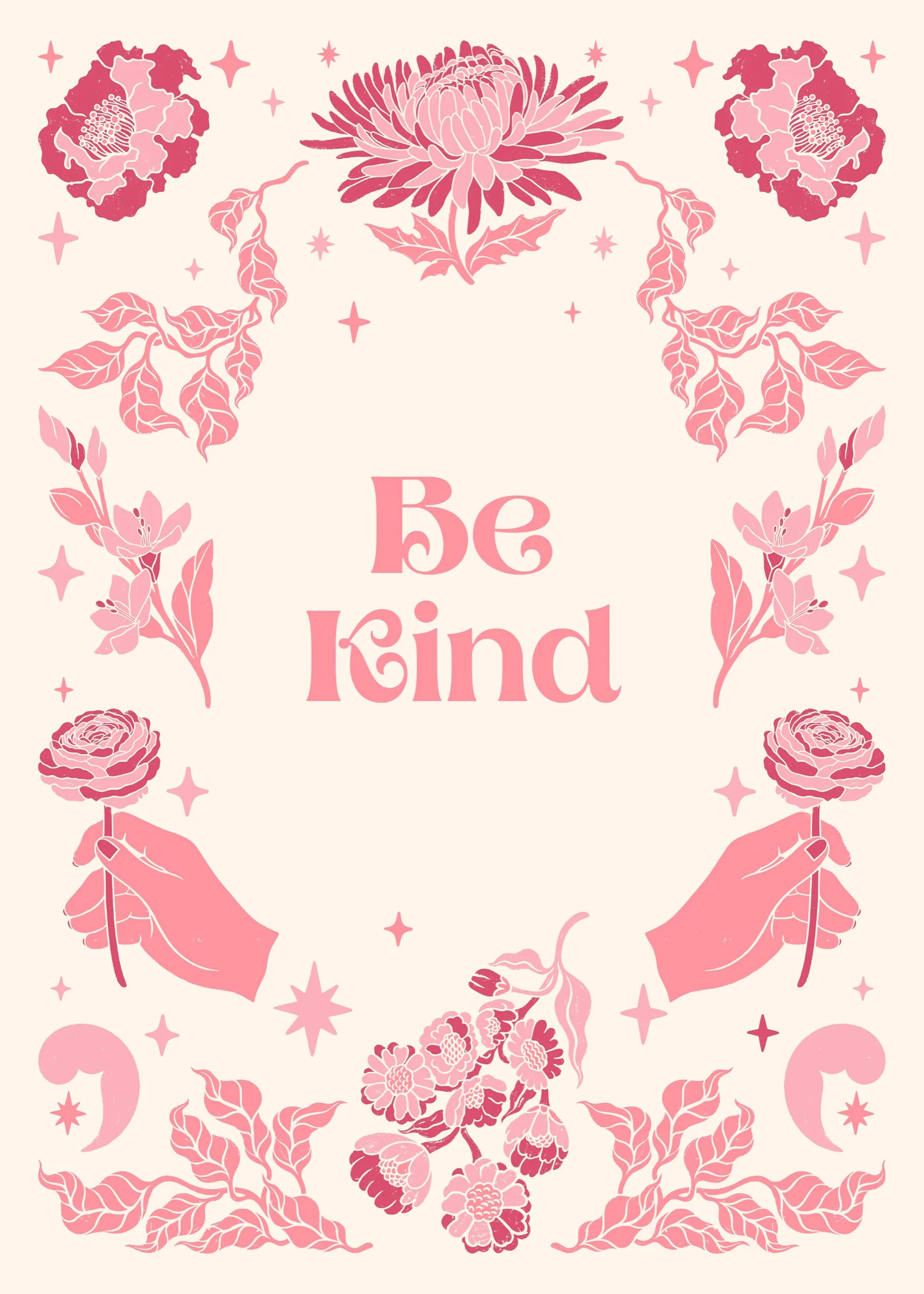 Be Kind Çiçek Çerçeveli Tipografi Be Kind Çiçek Çerçeveli Tipografi