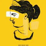 Sarı Zeminde Antik Büst Çizimi
