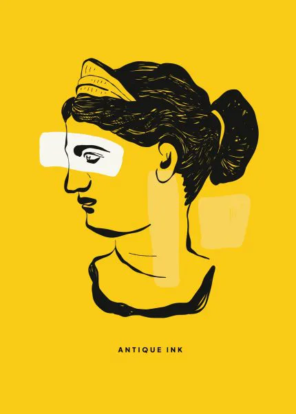 Sarı Zeminde Antik Büst Çizimi