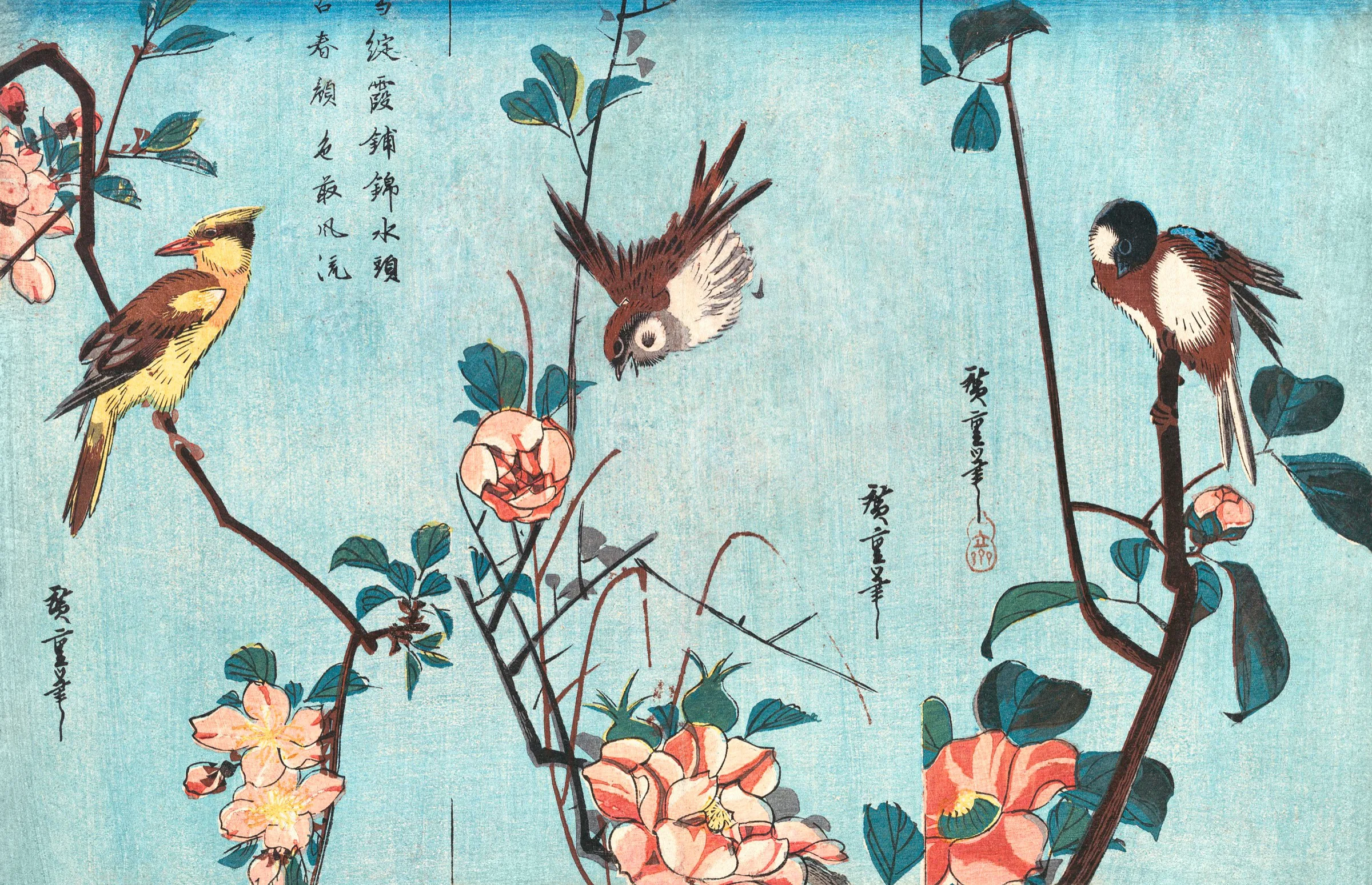 Hiroshige Kuşlar ve Çiçekler Hiroshige Kuşlar ve Çiçekler
