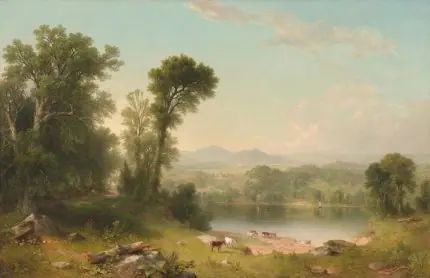 Pastoral Göl Manzarası