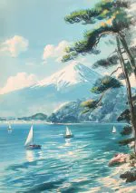 Fuji Dağı ve Çam Ağacı
