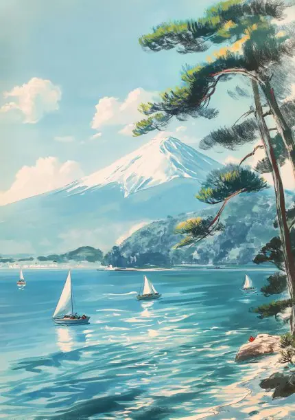 Fuji Dağı ve Çam Ağacı
