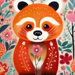 Folk Desenli Kızıl Panda