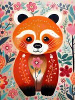 Folk Desenli Kızıl Panda