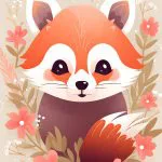Çiçekli Kızıl Panda Portresi