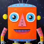 Gece Zemininde Turuncu Robot