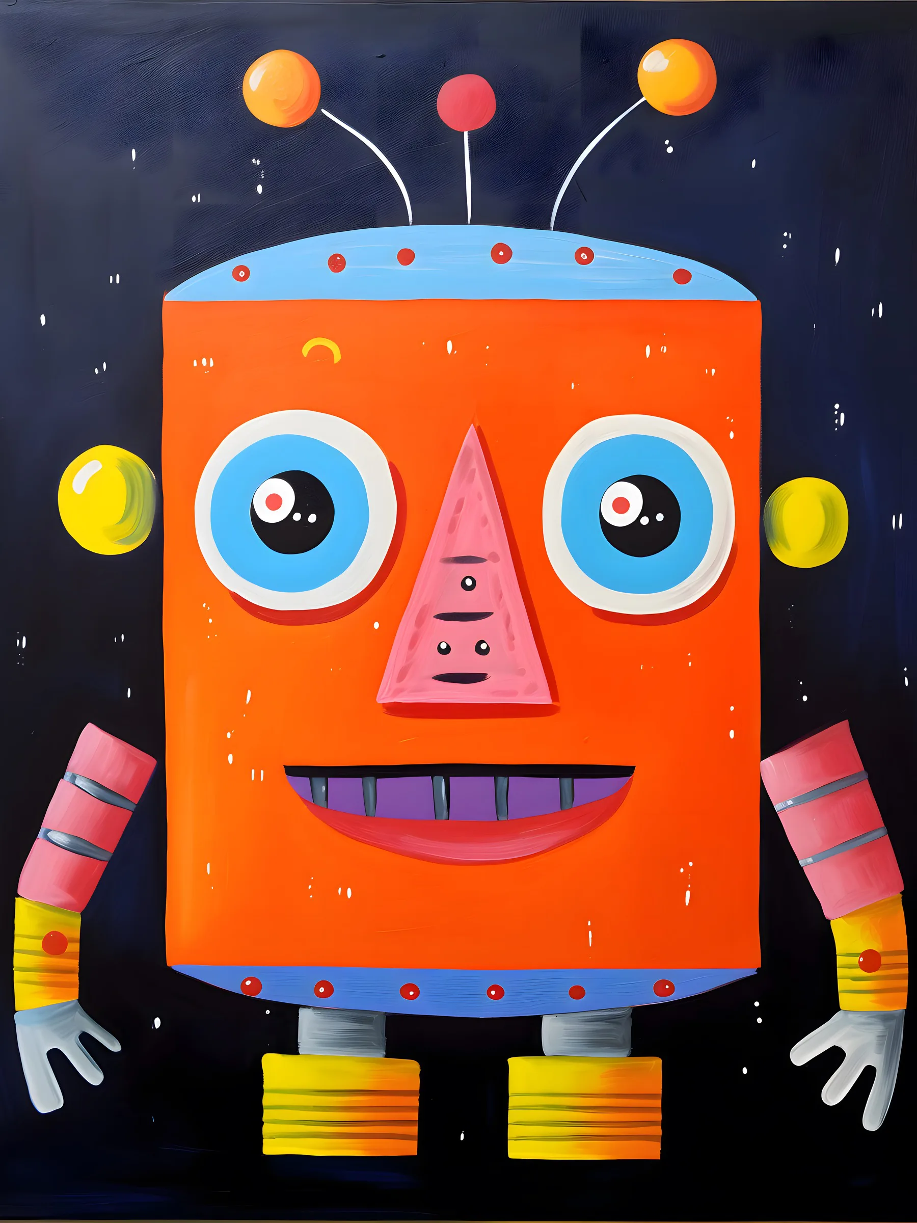 Gece Zemininde Turuncu Robot Gece Zemininde Turuncu Robot