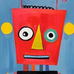 Yaylı Antenli Kırmızı Robot