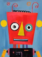 Yaylı Antenli Kırmızı Robot