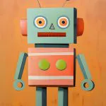 Turuncu Zeminde Retro Robot