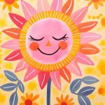 Pembe Folk Güneş Çiçeği