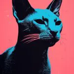 Pembe Zeminde Siyah Kedi
