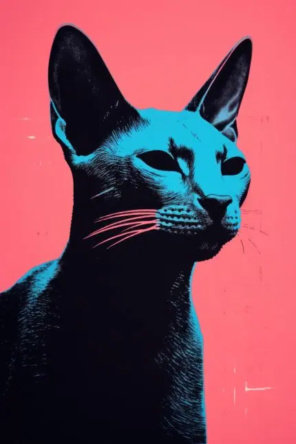 Pembe Zeminde Siyah Kedi