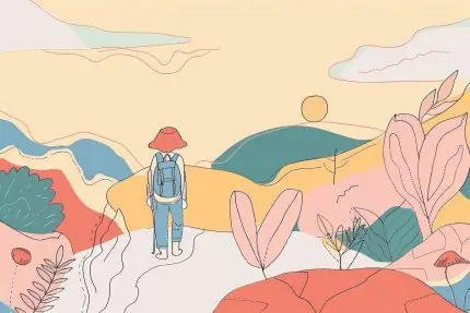 Pastel Tepelerde Yürüyüşçü