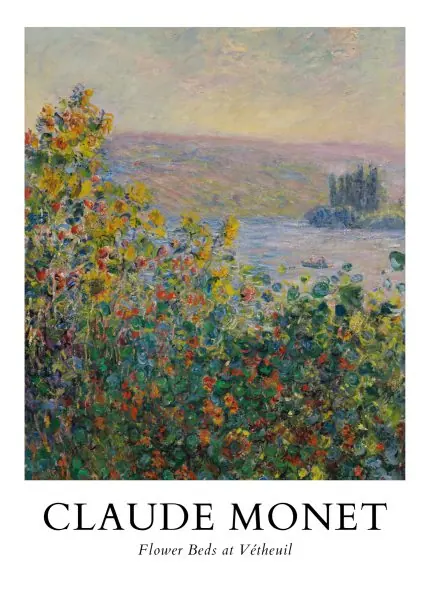 Monet Vétheuil Çiçek Tarhları Afişi