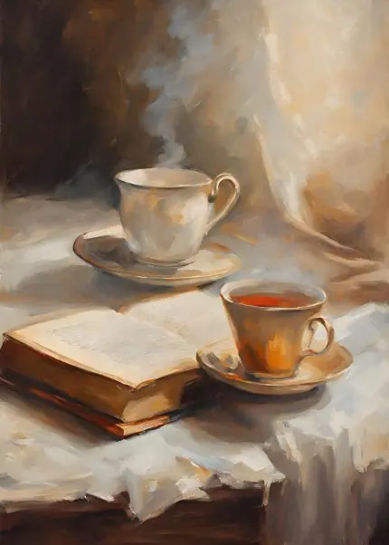 Kitap ve Çay Fincanları