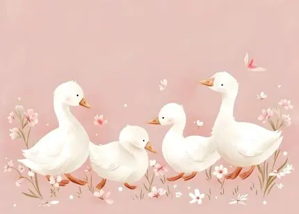Pembe Zeminde Kuğular