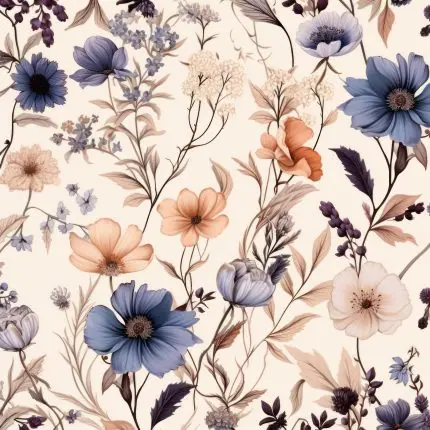 Mor Çiçekli Vintage Desen
