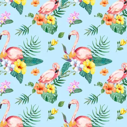 Flamingo ve Hibiskus Deseni