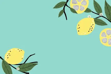 Turkuaz Zeminde Limon Dalı
