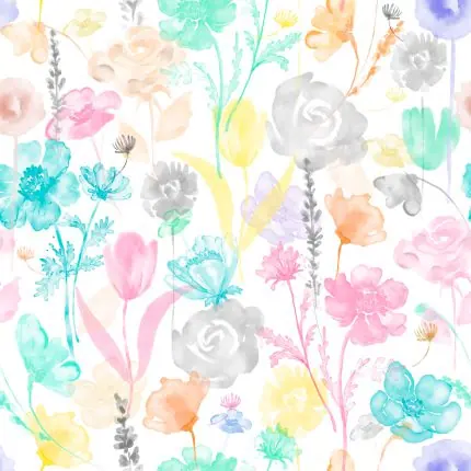 Pastel Suluboya Çiçek Deseni