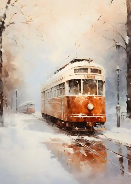 Karda Kırmızı Tramvay