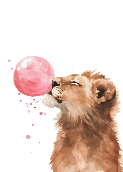 Baloncuk Üfleyen Aslan Yavrusu