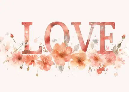 Çiçekli LOVE Yazısı