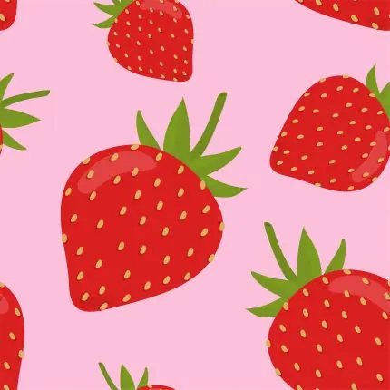 Pembe Zeminde Çilek Deseni
