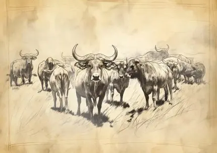Bufalo Sürüsü Eskizi