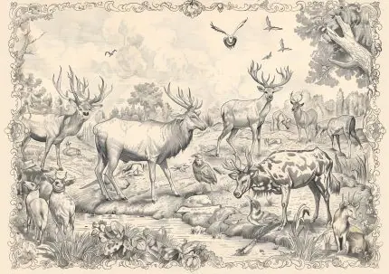 Geyik Sürüsü Gravürü