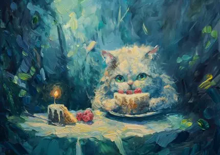 Pastalı Beyaz Kedi