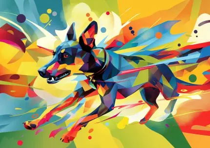 Renkli Geometrik Köpek
