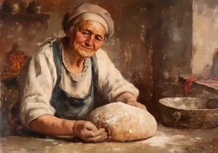 Ekmek Yoğuran Kadın
