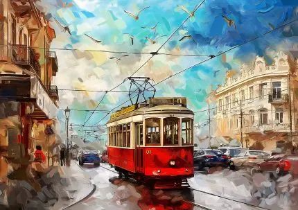 Yağmurda Kırmızı Tramvay