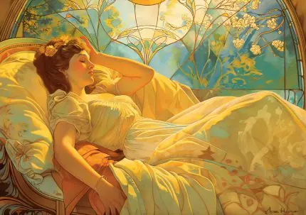 Art Nouveau Uyuyan Kadın