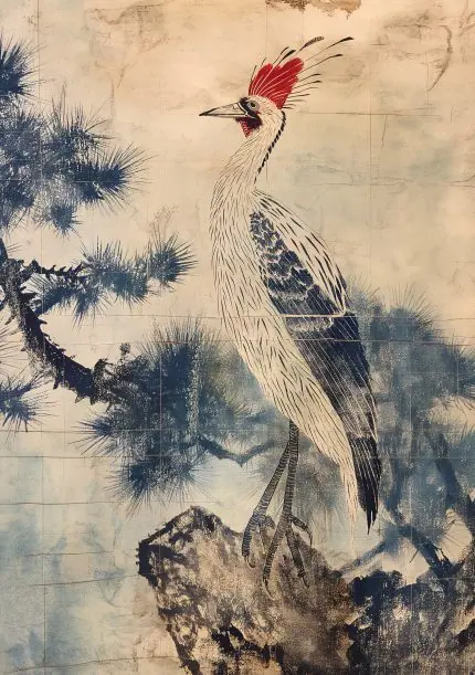 Çamda Turna Japon Baskısı