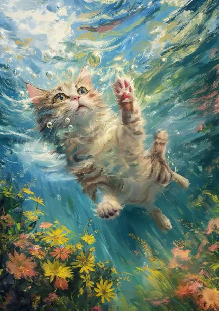 Suda Süzülen Kedi