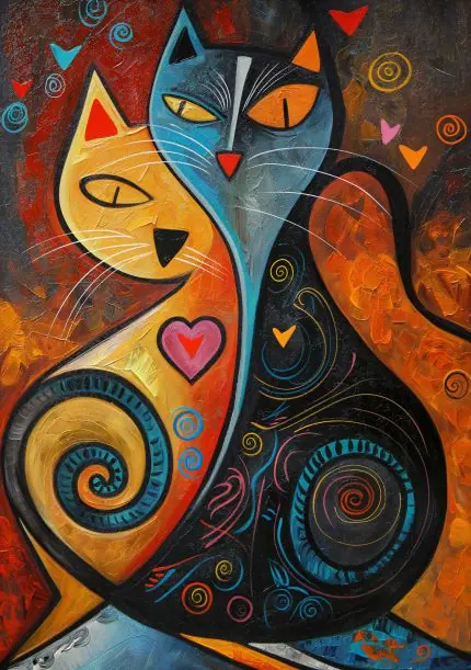 Folk Desenli Kedi