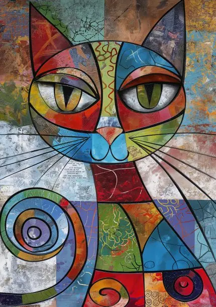 Geometrik Kedi Portresi