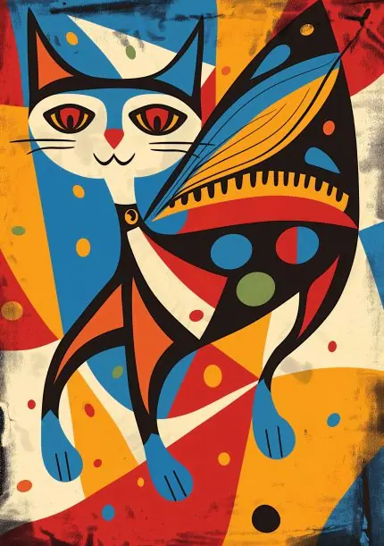 Folk Geometrik Kedi