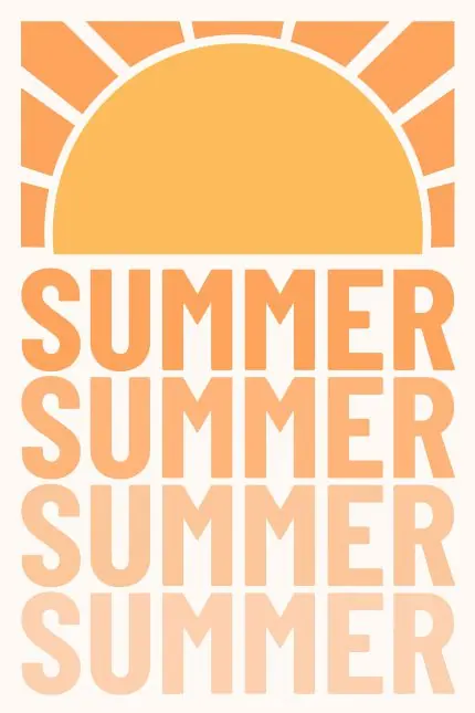 Turuncu Güneş ve Summer Tipografisi