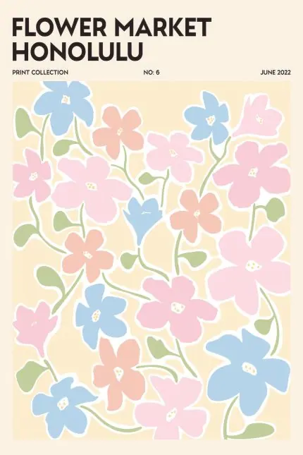 Honolulu Çiçek Pazarı Pastel Deseni