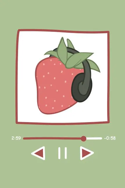 Kulaklıklı Çilek ve Müzik Çalar
