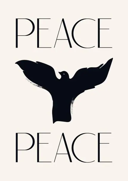 Siyah Güvercin ve Peace Yazısı